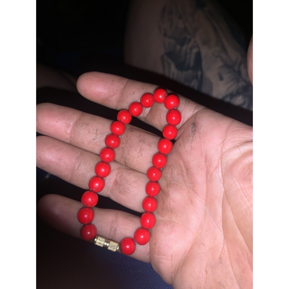 Vintage Cherry Red Glass Beaded Bracelet